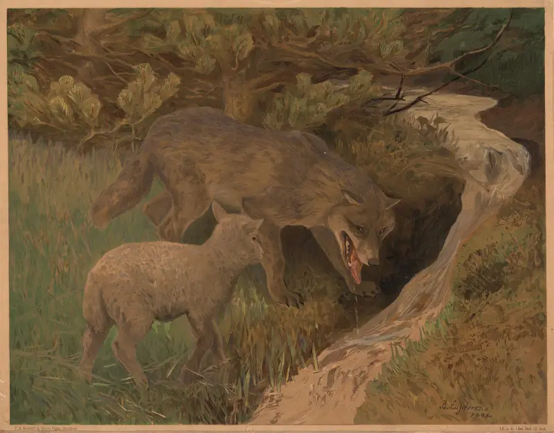 Der Wolf und das Lamm von Bruno Liljefors