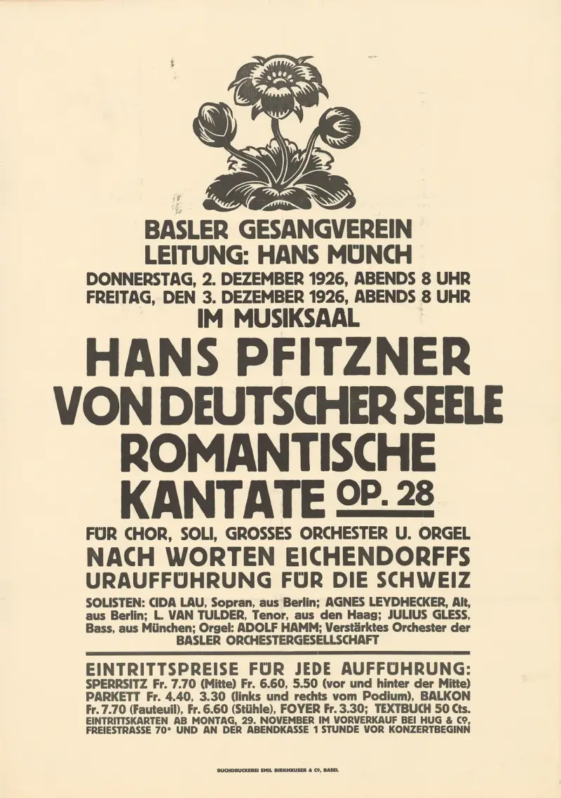 Basler Gesangverein – Hans Pfitzner – Von deutscher Seele – Romantische Kantate, Burkhard Mangold