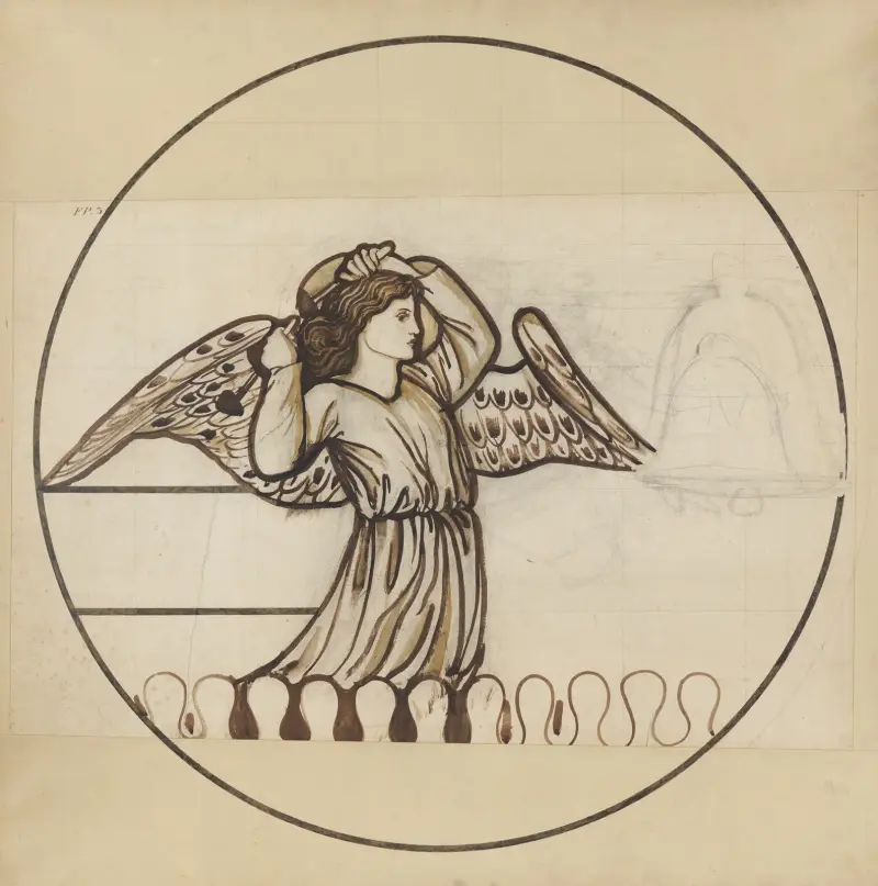 Engel, der auf Glocken spielt – Nr. 6 von Sir Edward Coley Burne-Jones