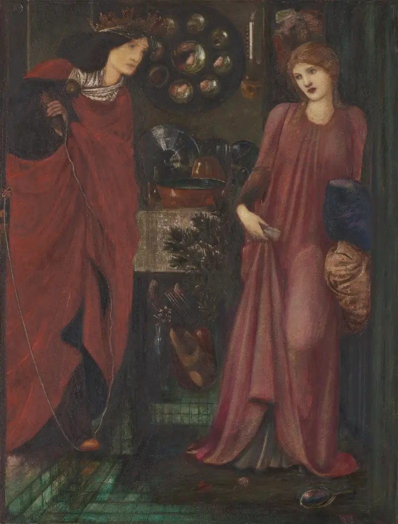 Sköna Rosamund och drottning Eleanor, 1861 av Sir Edward Coley Burne-Jones
