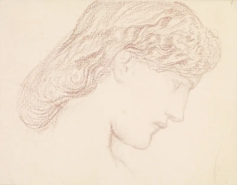Kvinnligt – huvudstudie av Augusta Jones av Sir Edward Coley Burne-Jones
