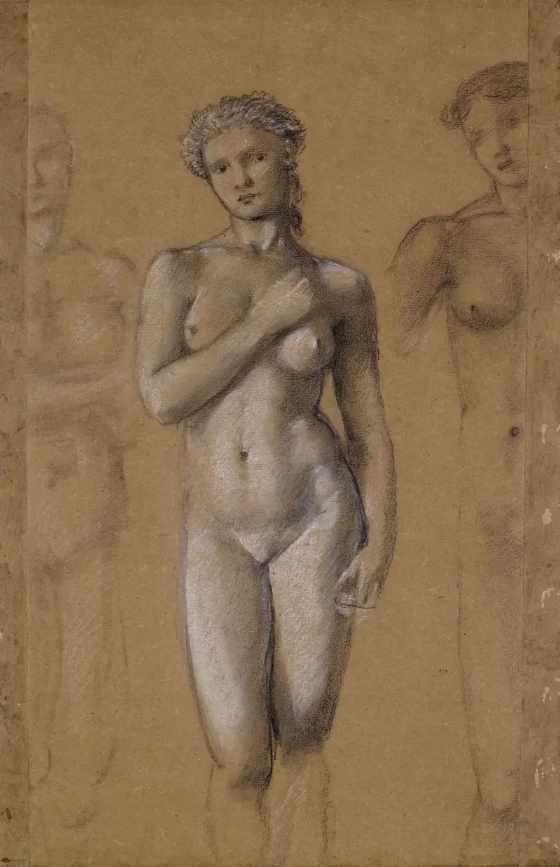 Kvinnlig nakenstudie – tre studier, möjligen för Venus av Sir Edward Coley Burne-Jones
