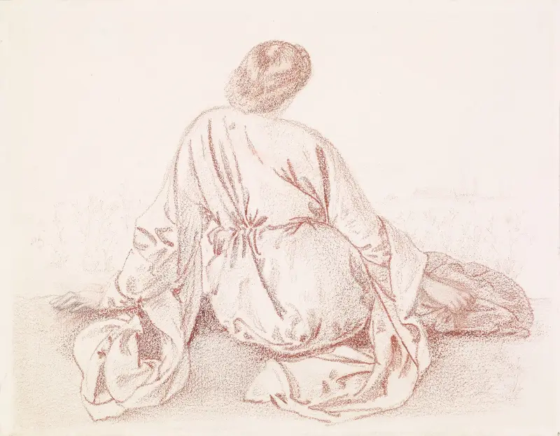 Grön sommar – studie av ryggen på en sittande flicka av Sir Edward Coley Burne-Jones