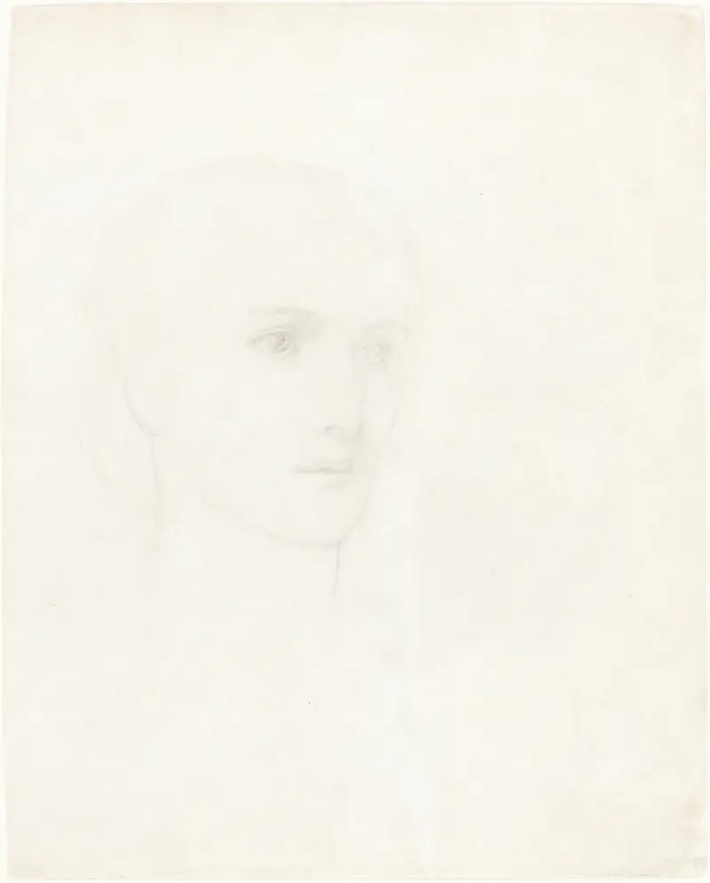 Kvinnohuvud – nr 2 av Sir Edward Coley Burne-Jones