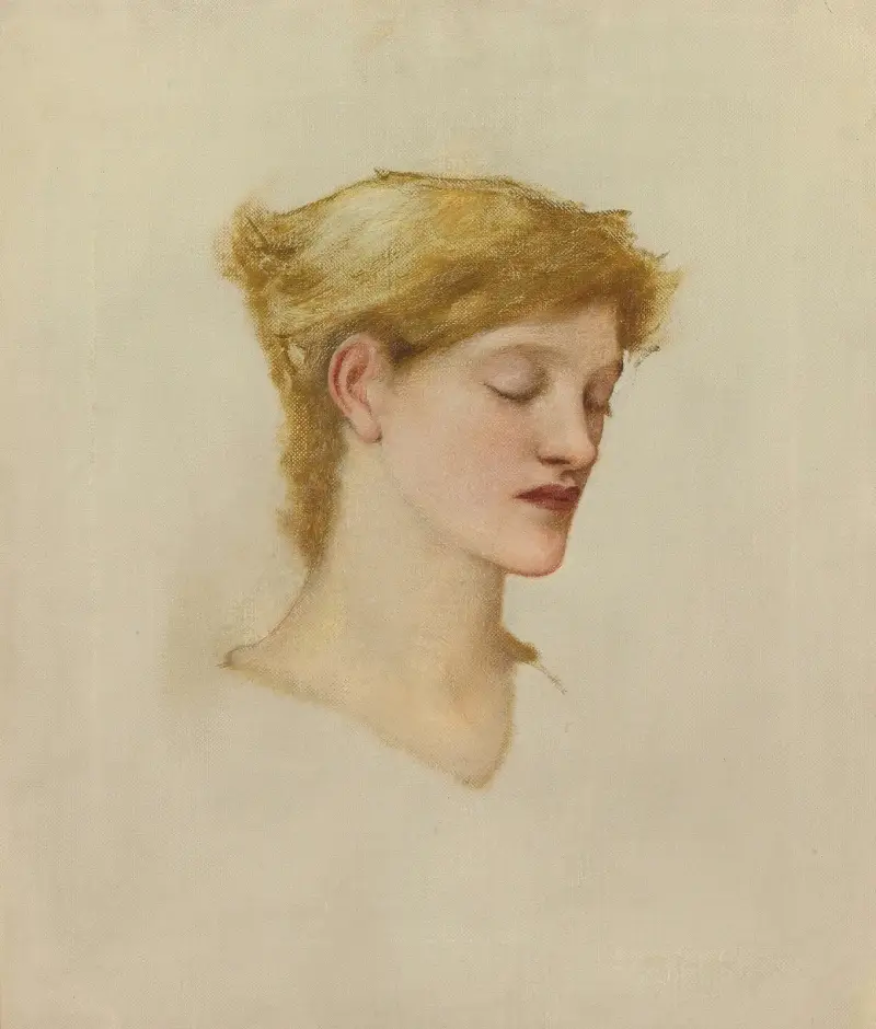Kvinnohuvud – nr 1 av Sir Edward Coley Burne-Jones