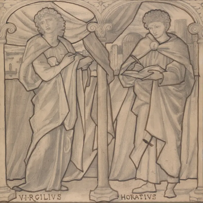 Vorbereitender Entwurf für ein Glasmalereifenster, Vergil und Horaz von Sir Edward Coley Burne-Jones