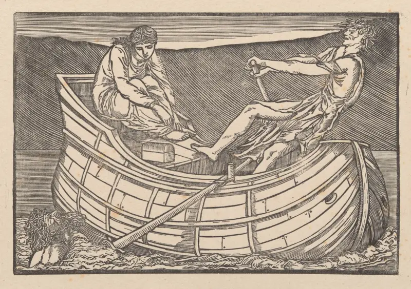 Psyche och vålnaden vid Styx av Sir Edward Coley Burne-Jones
