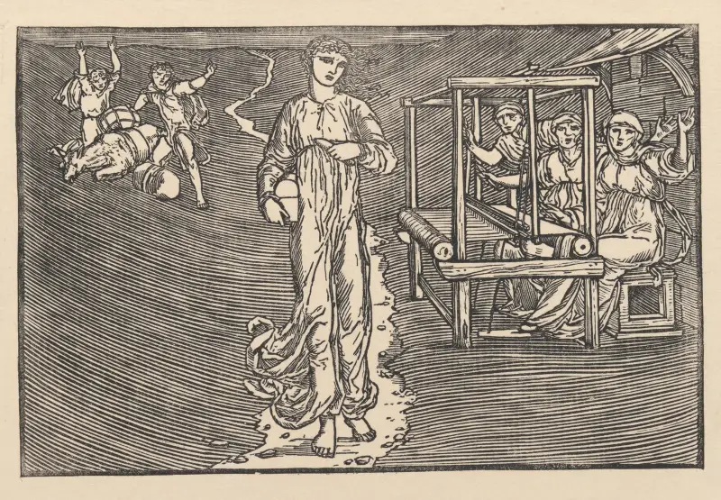 Psyche passes two trials av Sir Edward Coley Burne-Jones