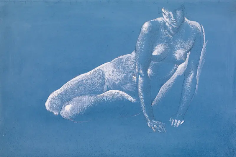Skissbok – Nakenstudie av Medusa för 'The Death of Medusa I' av Sir Edward Coley Burne-Jones