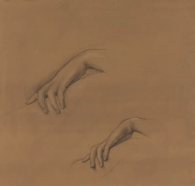 Studier för en hand i The Godhead Fires av Sir Edward Coley Burne-Jones
