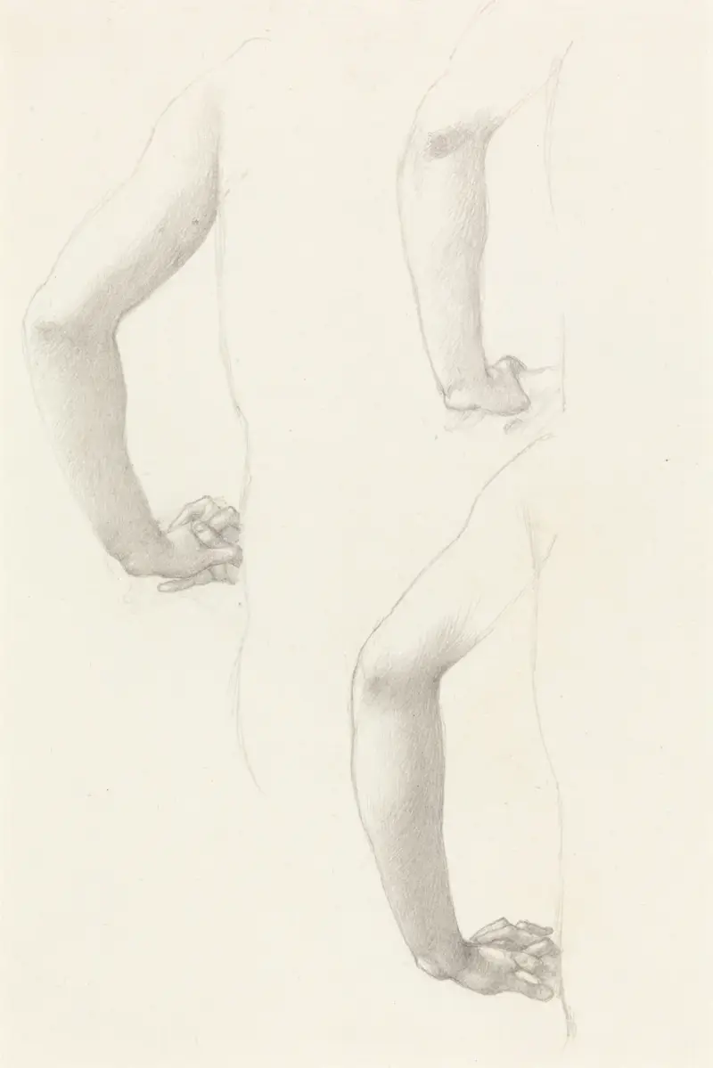 Studier av en arm och händer av Sir Edward Coley Burne-Jones