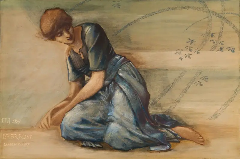Törnrosserien – Studie till ”Trädgårdsgården” IV av Sir Edward Coley Burne-Jones