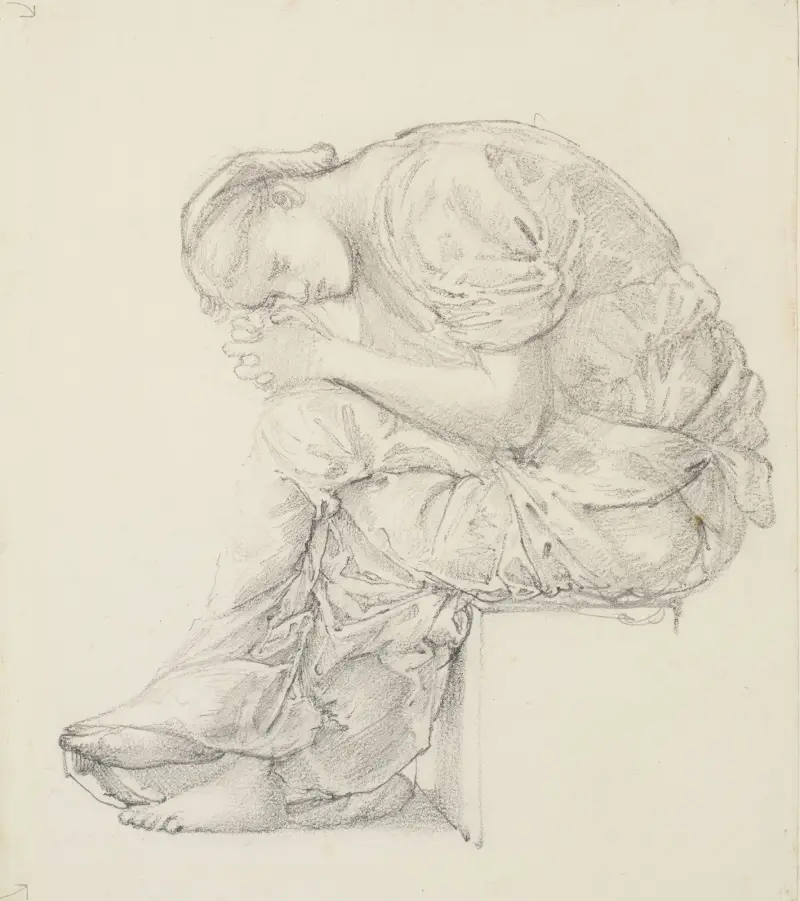 Klagan – Studie för figuren till höger av Sir Edward Coley Burne-Jones