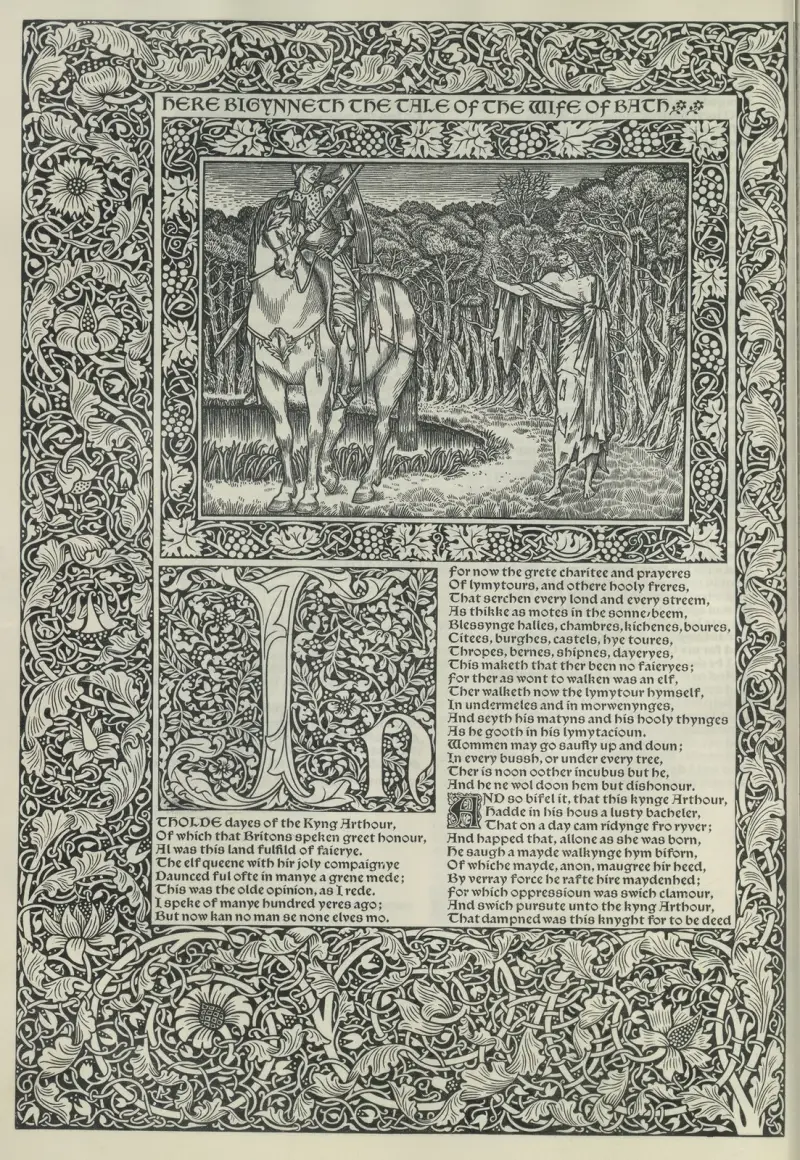 Geoffrey Chaucers verk, plansch 12 av Sir Edward Coley Burne-Jones
