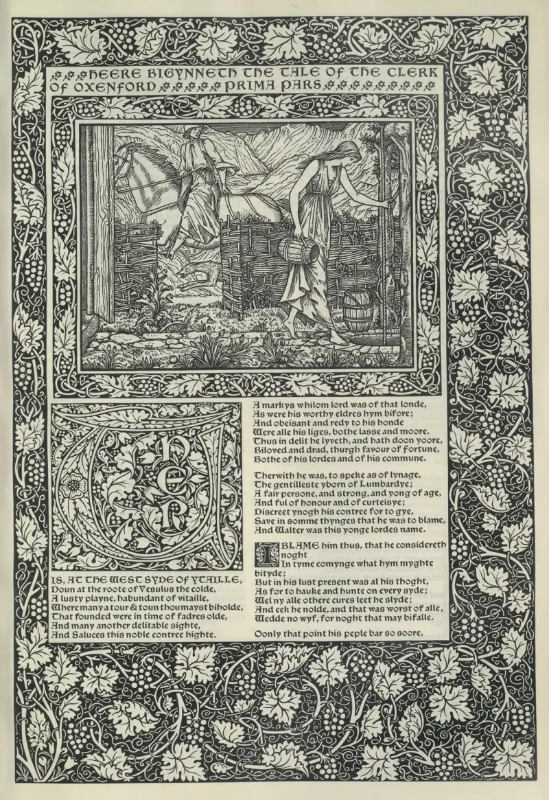 Geoffrey Chaucers verk, plansch 15 av Sir Edward Coley Burne-Jones
