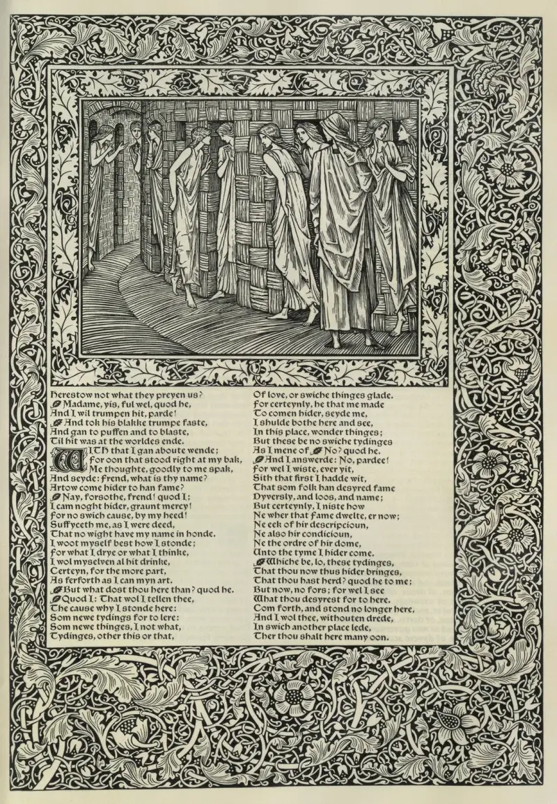 Geoffrey Chaucers verk, plansch 77 av Sir Edward Coley Burne-Jones