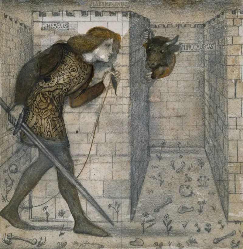 Theseus och Minotauren i labyrinten av Sir Edward Coley Burne-Jones