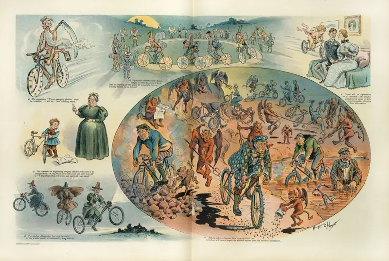 Einige gängige Vorstellungen, die die Fahrradmanie verändern wird von Frederick Burr Opper