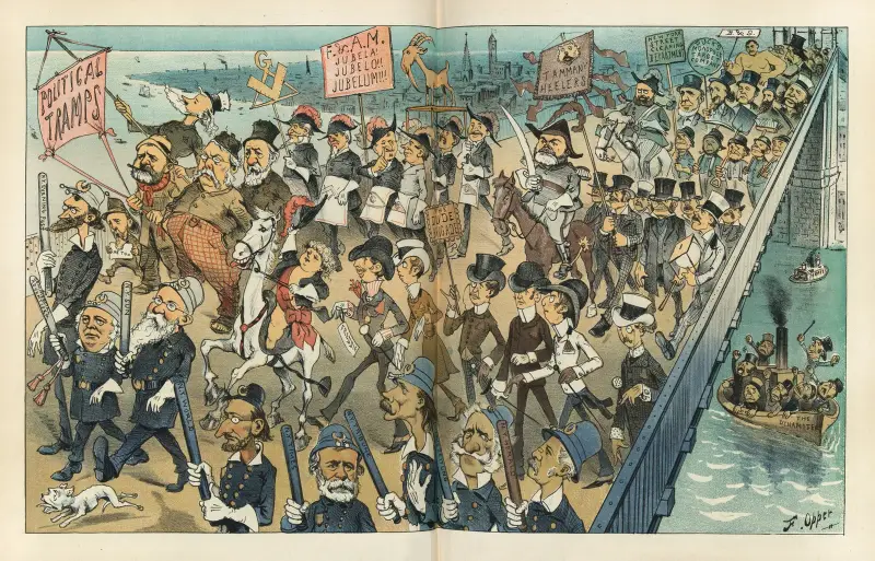 Den stora öppningsmarschen över Brooklyn Bridge av Frederick Burr Opper