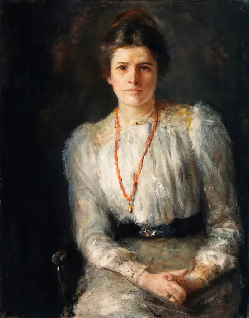 Porträtt av Susan Mary (Lily) Yeats (1866–1949), brodös och formgivare av John Butler Yeats
