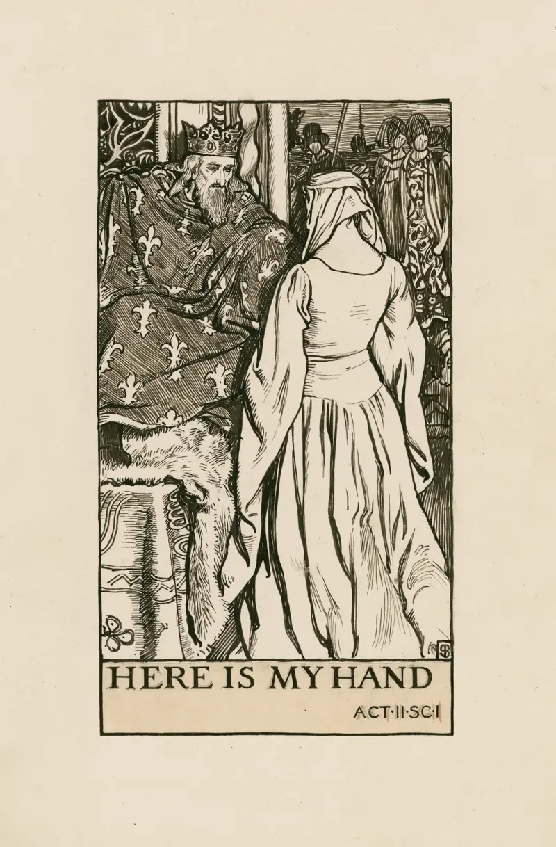 Slutet gott, allting gott; Här är min hand, akt II scen I av Byam Shaw