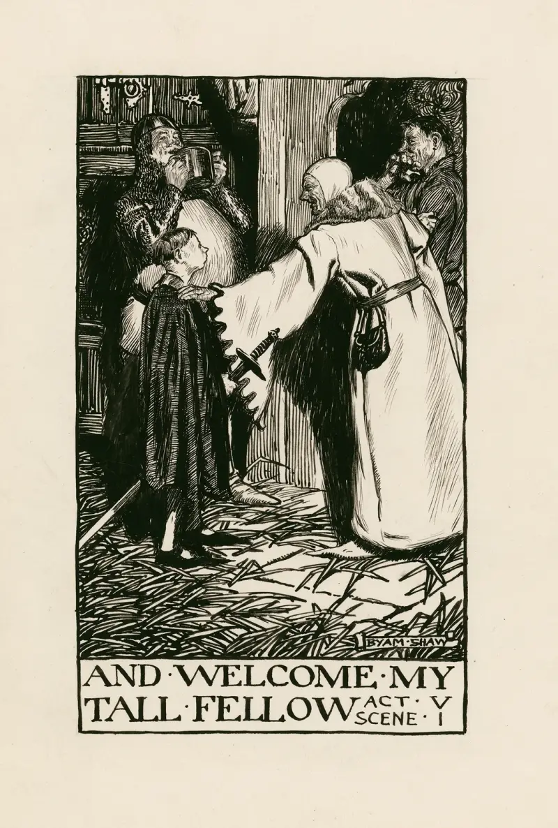 Henrik IV, del 2; Välkommen min långe kamrat, akt V scen I av Byam Shaw