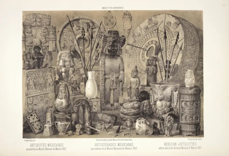 Mexikanische Altertümer im Museo Nacional de México, 1857 von C. Castro