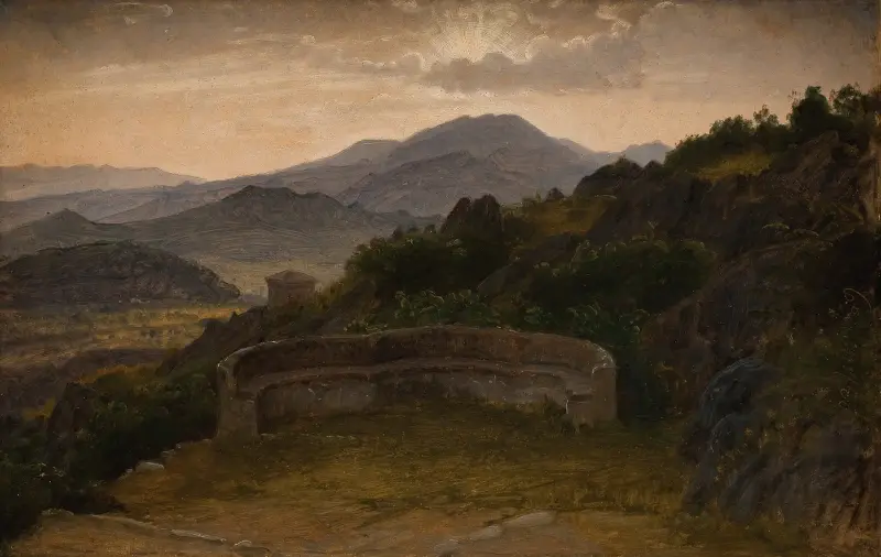 Landschaft bei Subiaco. Sonnenuntergang von P. C. Skovgaard