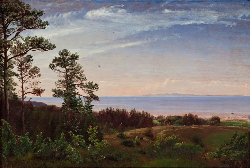 Blick von der Nordküste Seelands über das Kattegat und Kullaberg von P. C. Skovgaard