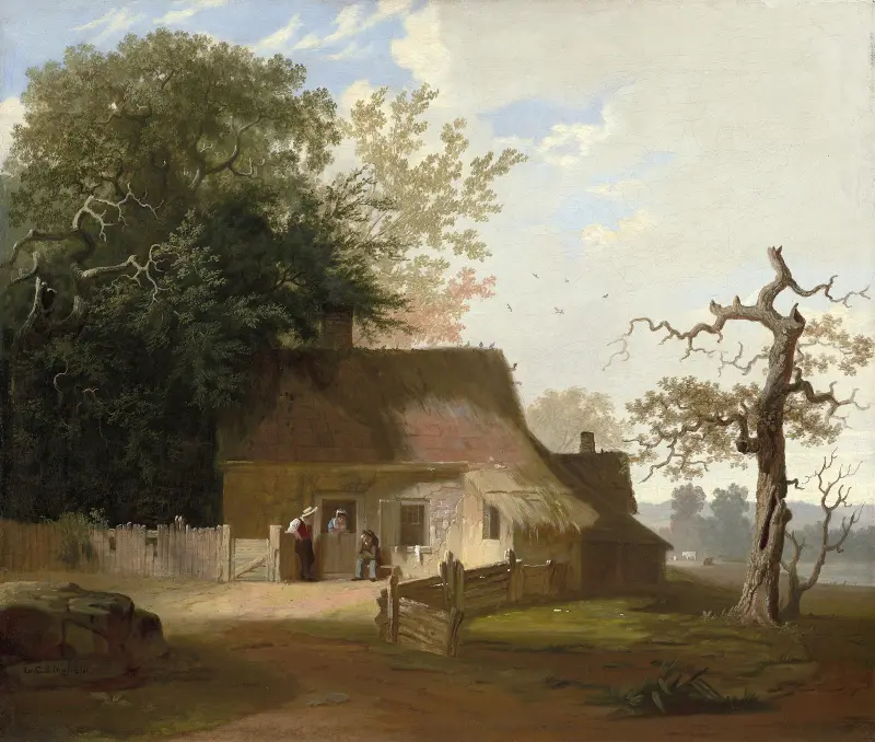 Landschaft mit Hütten von George Caleb Bingham