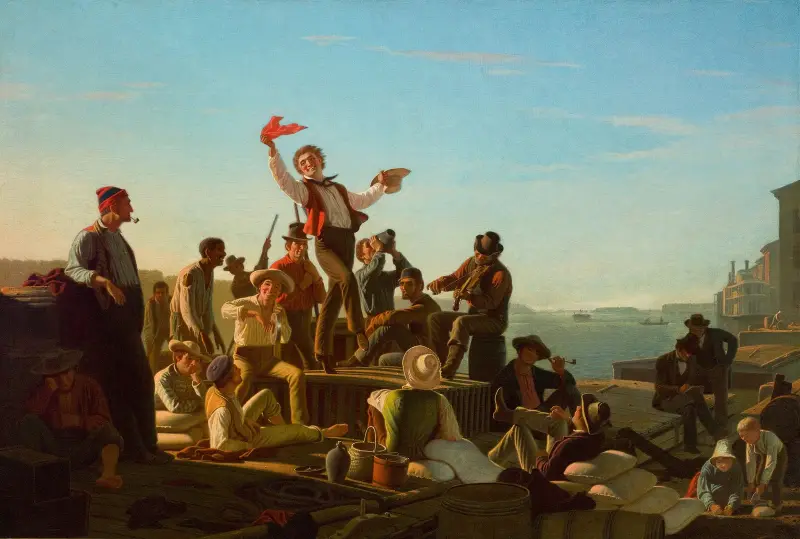 Jolly Flatboatmen in Port av George Caleb Bingham