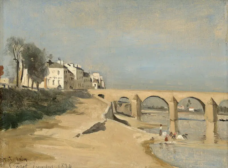Bro över Saône vid Mâcon av Jean-Baptiste-Camille Corot
