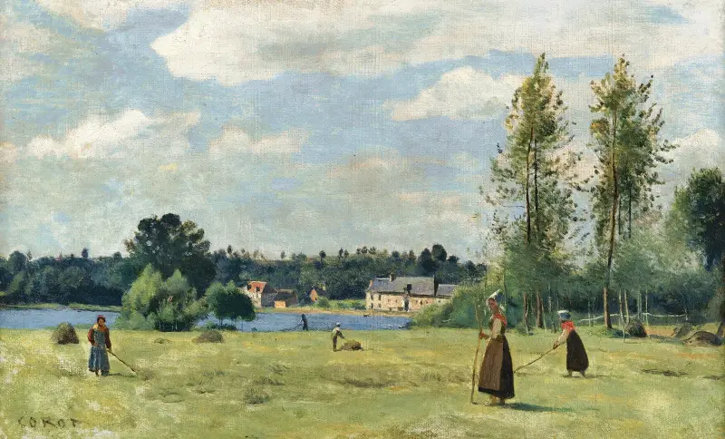 Höbärgare vid Ville d'Avray av Jean-Baptiste-Camille Corot