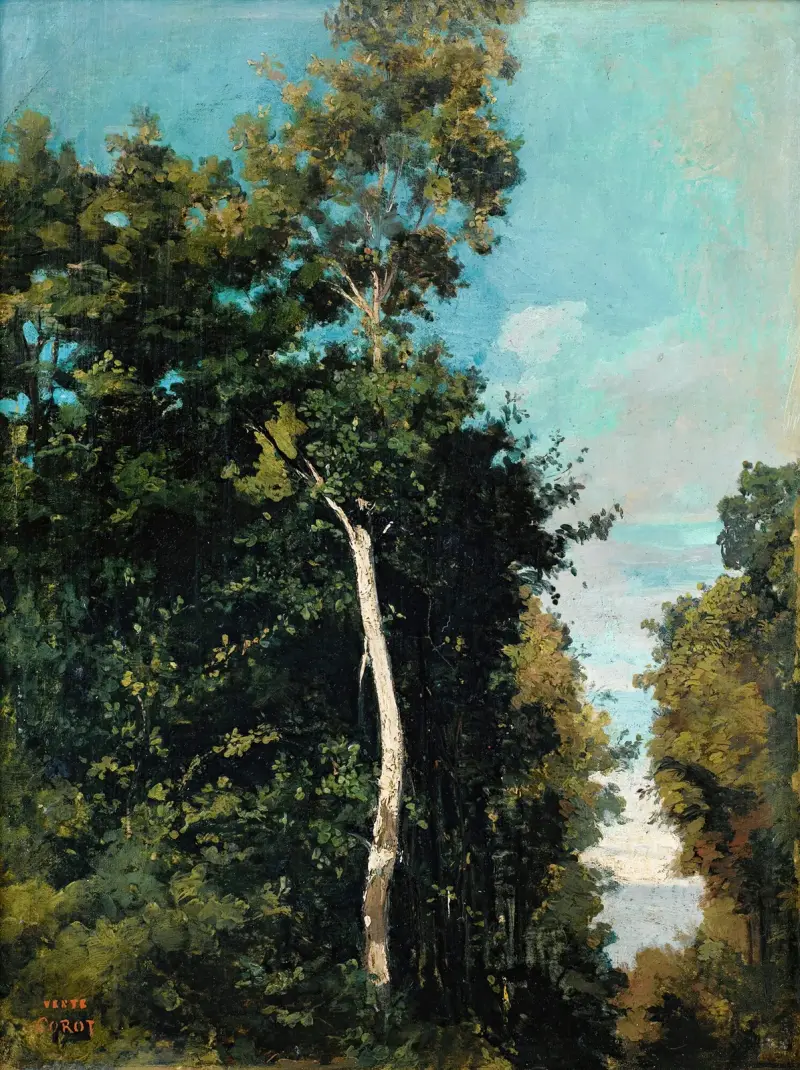 Skog på Grâce-kusten i Honfleur av Jean-Baptiste-Camille Corot