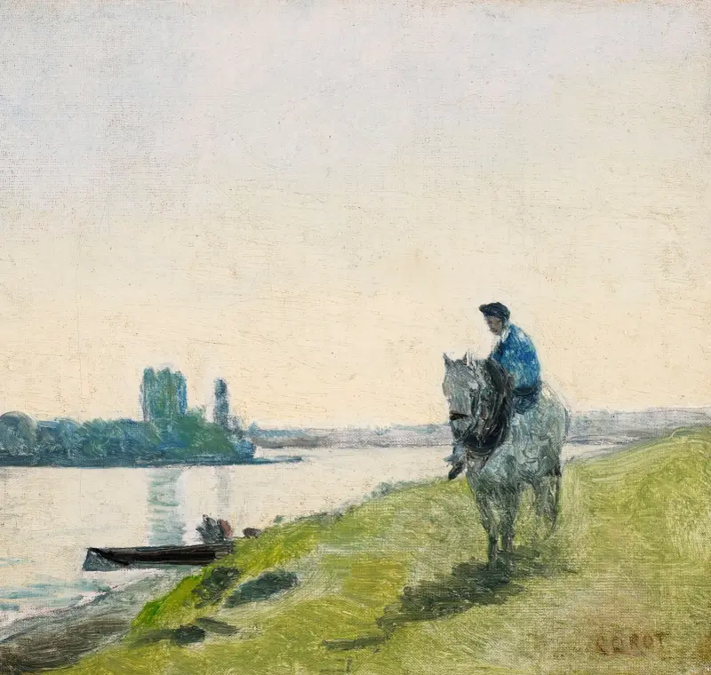 Häst som drar en båt av Jean-Baptiste-Camille Corot