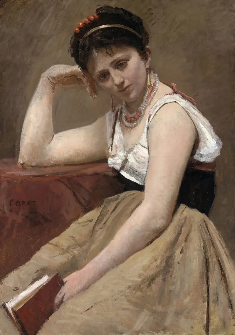 Interrupted Reading av Jean-Baptiste-Camille Corot