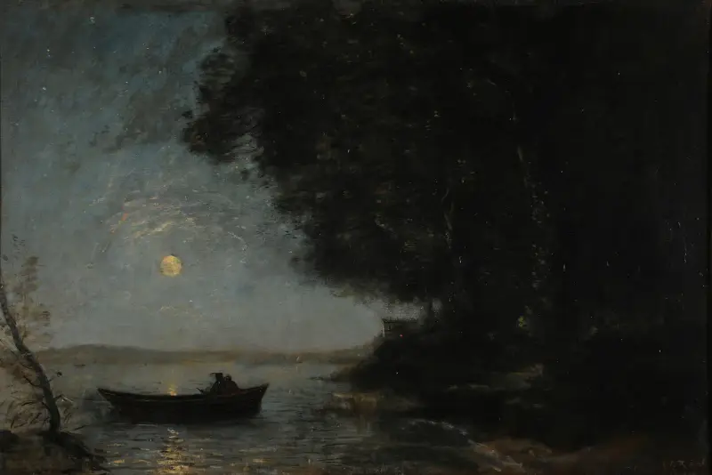 Der See; Nachtwirkung von Jean-Baptiste-Camille Corot