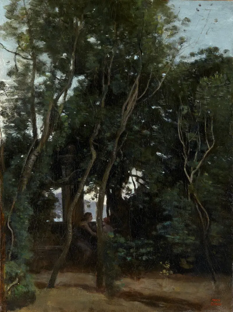 Morgonen under träden, 1855 av Jean-Baptiste-Camille Corot