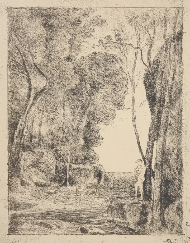 Le petit berger (The little shepherd) av Jean-Baptiste-Camille Corot