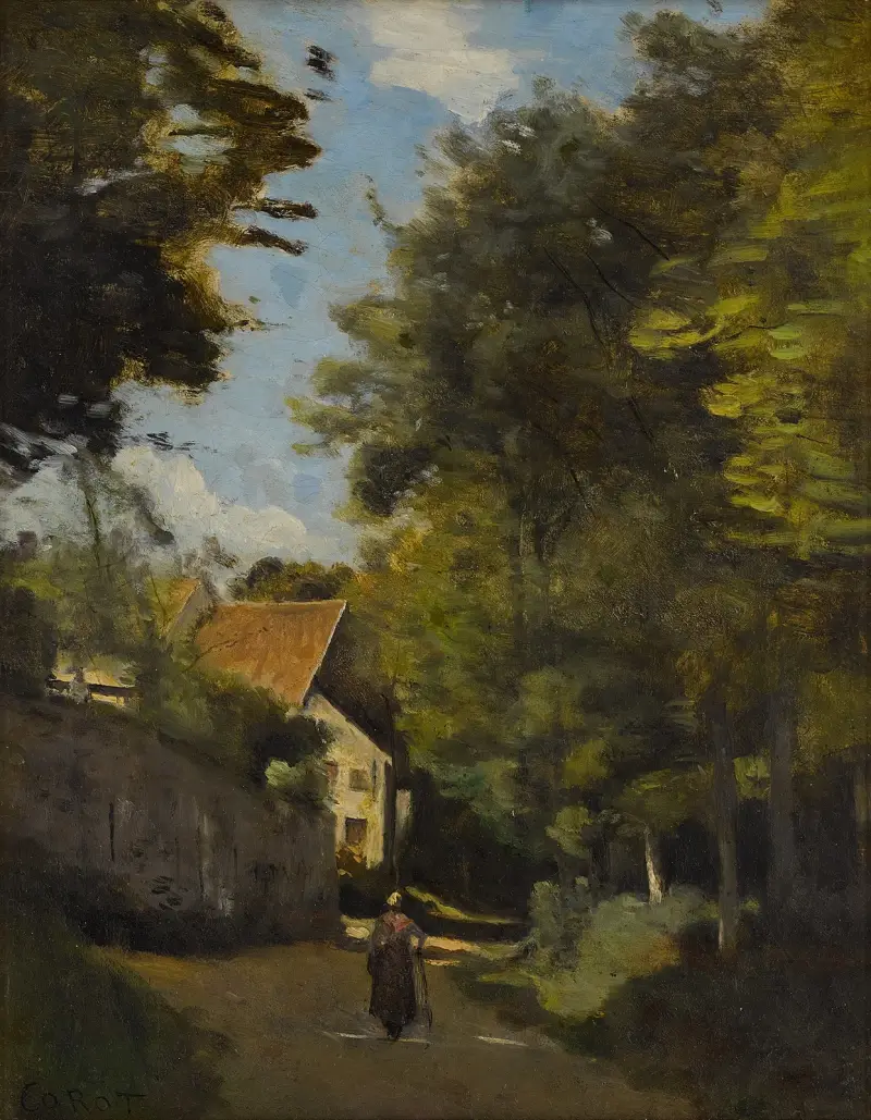 Luzancy, die Mauer des Anwesens von Herrn Remy von Jean-Baptiste-Camille Corot