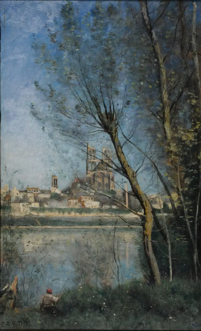 Mantes (morgonen), 1865 – nr 2 av Jean-Baptiste-Camille Corot