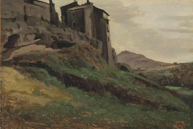 Marino, stora fabriker på klipptopparna av Jean-Baptiste-Camille Corot