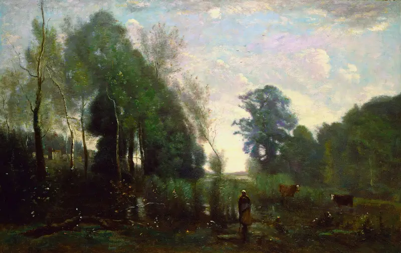 Dunstiger Morgen von Jean-Baptiste-Camille Corot