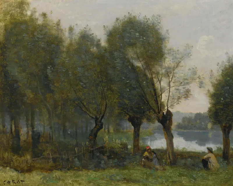 Montgeron – videplantering vid vattenbrynet av Jean-Baptiste-Camille Corot