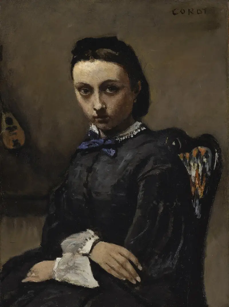 Porträtt av ung kvinna av Jean-Baptiste-Camille Corot