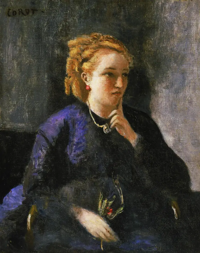 Porträtt av en kvinna av Jean-Baptiste-Camille Corot