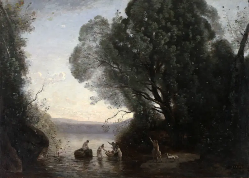 Dianas bad av Jean-Baptiste-Camille Corot