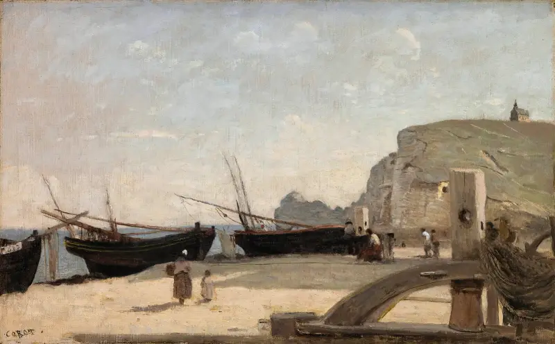 The Beach, Étretat av Jean-Baptiste-Camille Corot