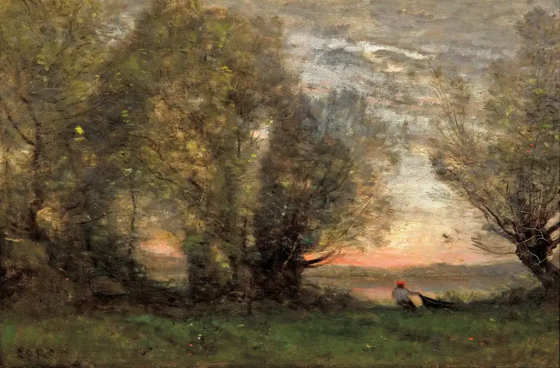 Der Fischer – Abendstimmung von Jean-Baptiste-Camille Corot
