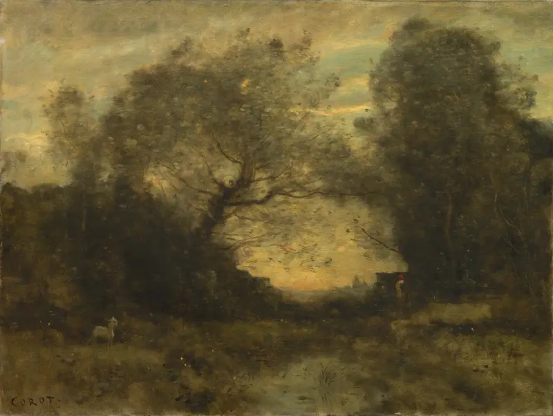 Dammen vid skogsbrynet av Jean-Baptiste-Camille Corot